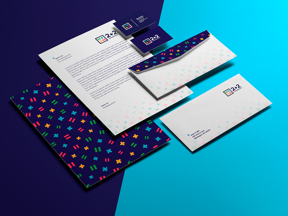 A colorful, patterned stationery design