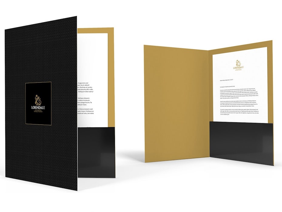 Stationery design featuring gold foil
