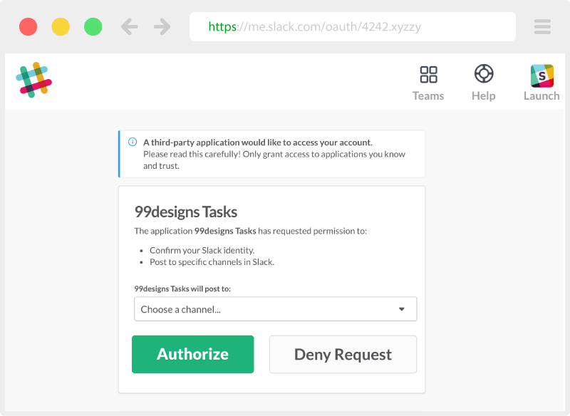 Authorize Slack access
