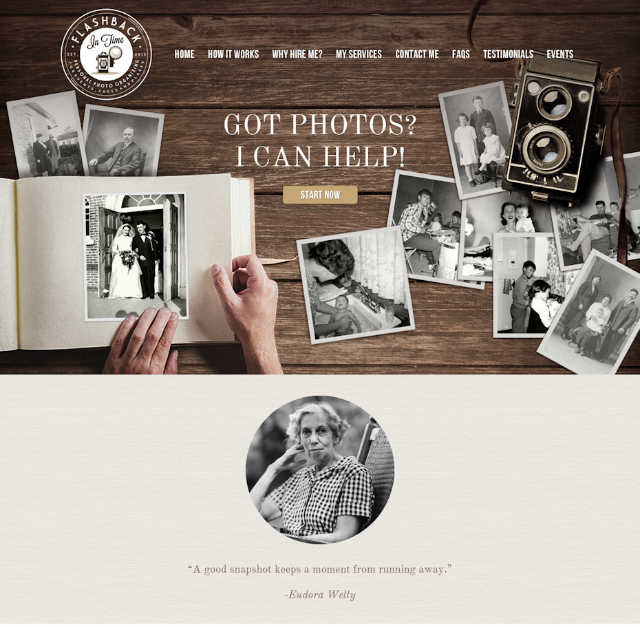 web design for Flashback in Time