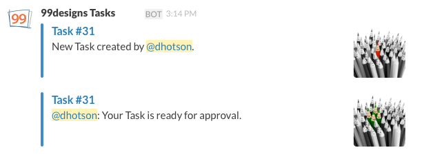 Example Slack notifications