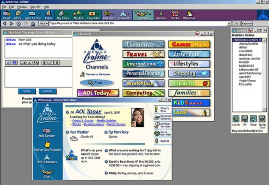 Homepage originale di AOL