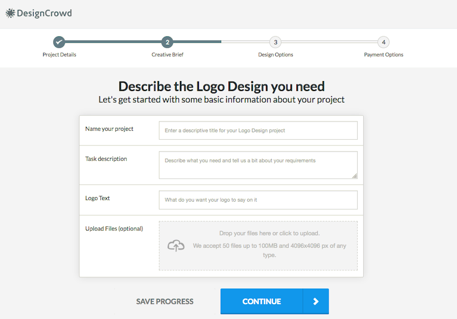 DesignCrowd briefing for logo design