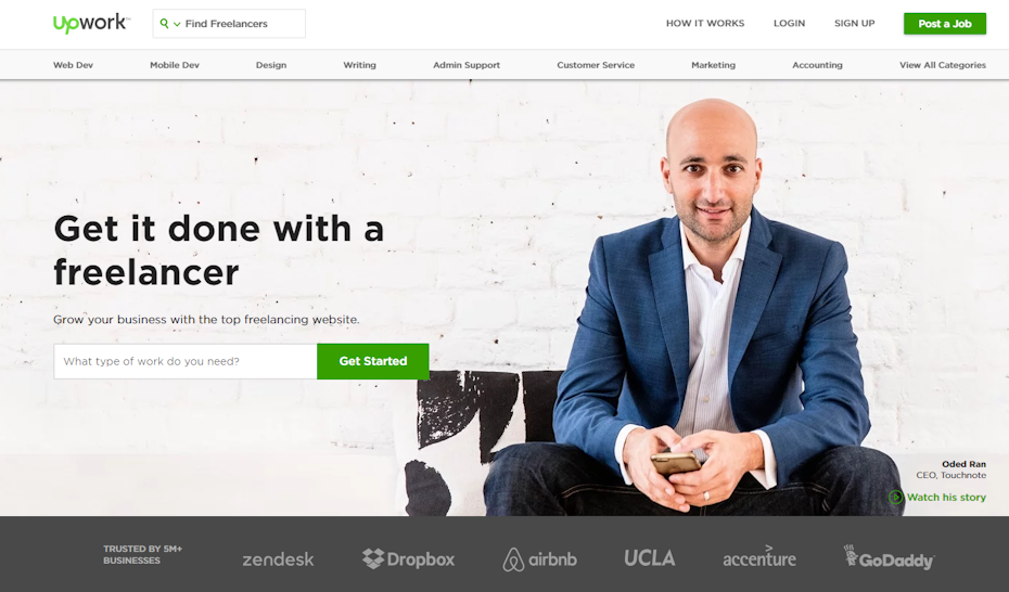 Upwork homepage