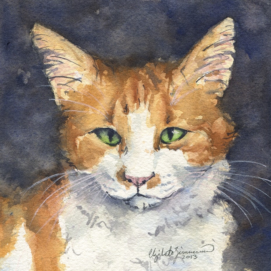 orange cat painting