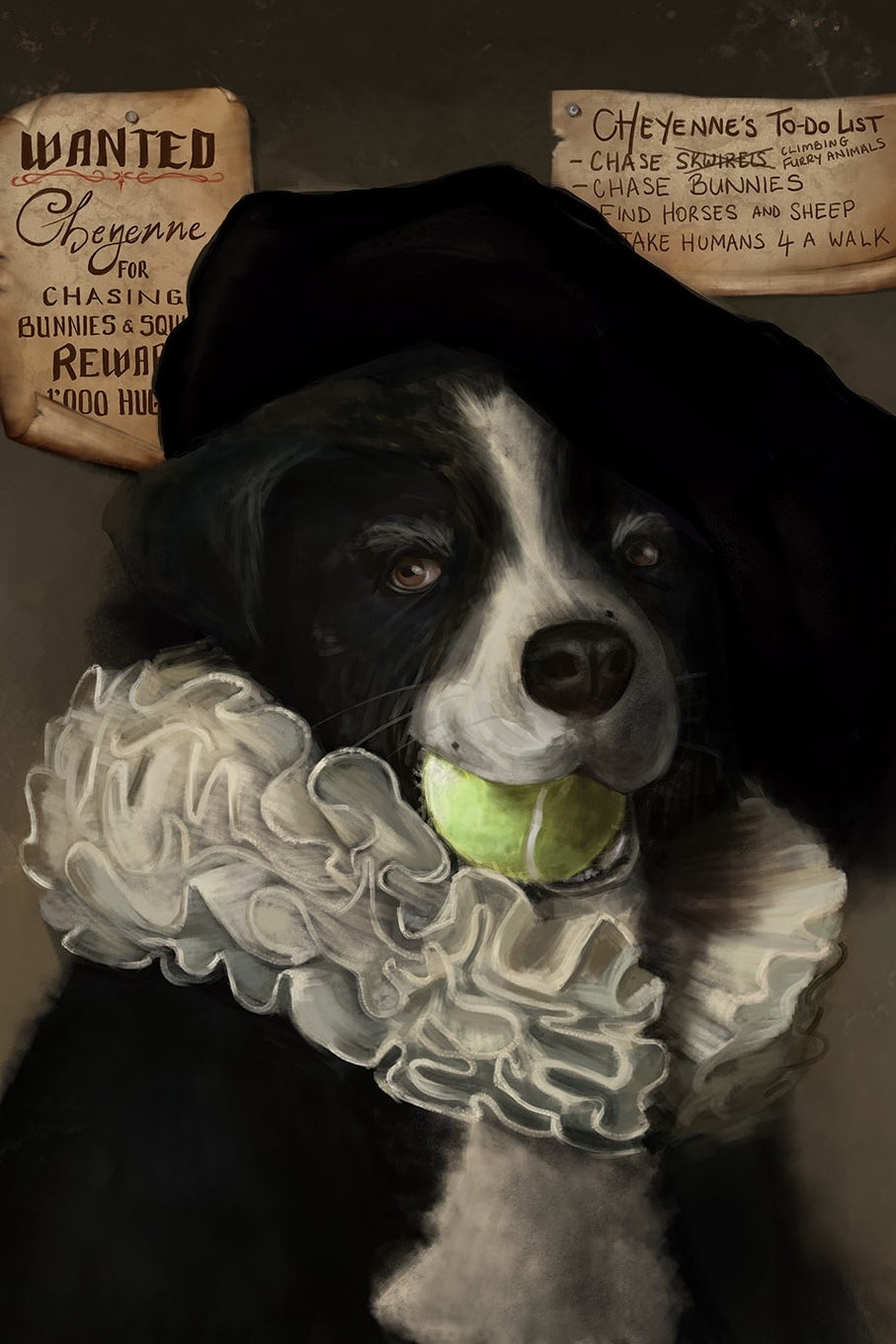 Rembrandt style dog portrait