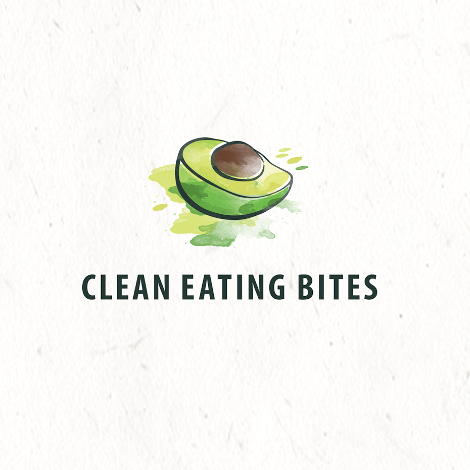 image of half an avocado with the text “clean eating bites”