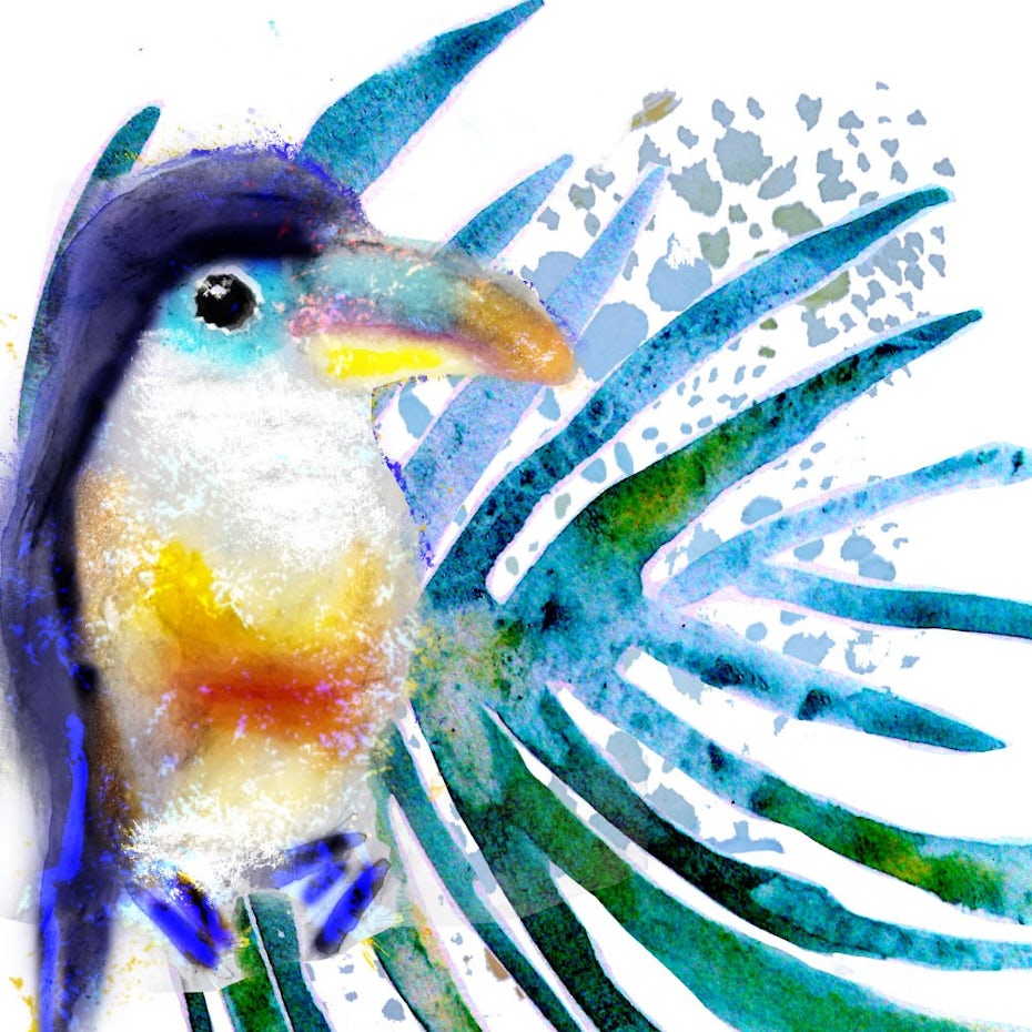 watercolor bird portrait