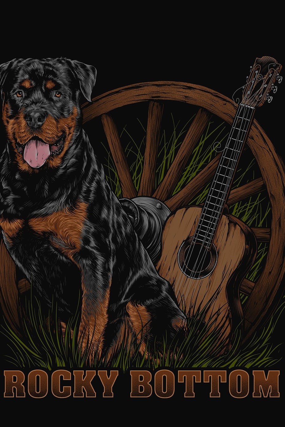 rottweiler and guitar