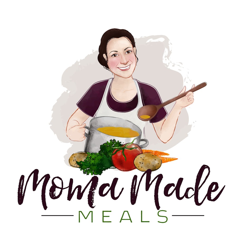 Woman serving a ladle of vegetable soup
