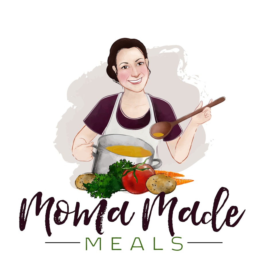Woman serving a ladle of vegetable soup