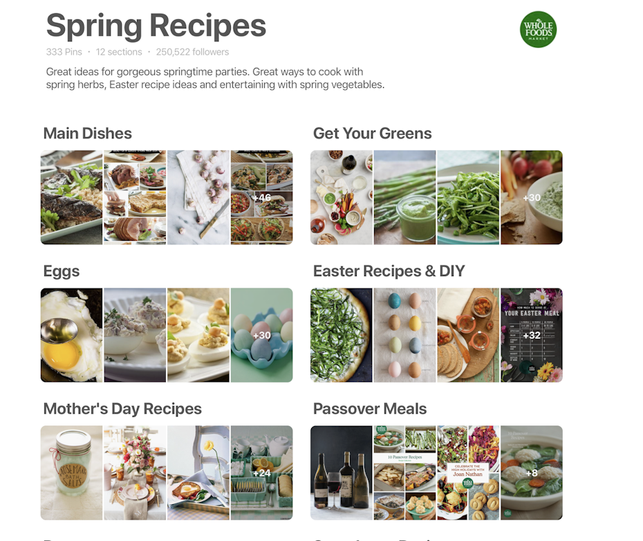 Whole Foods spring recipes board