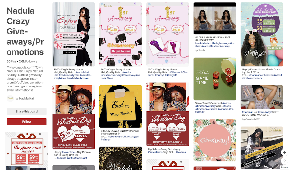 Nadula’s Pinterest page