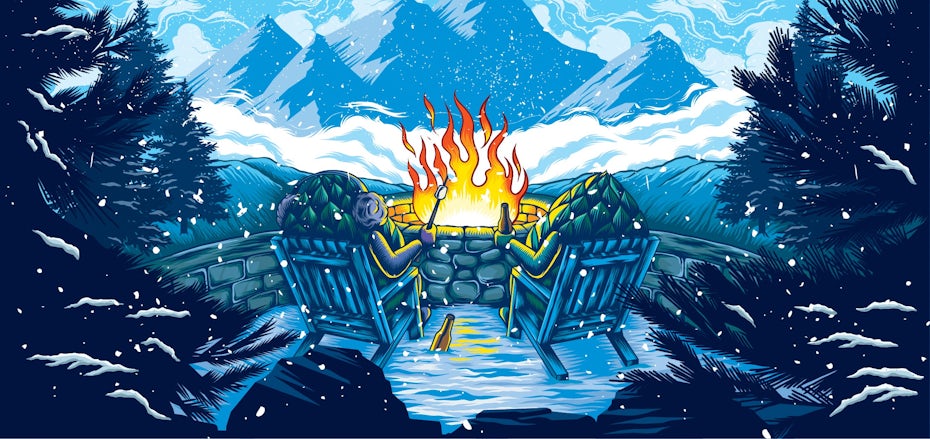artichokes roasting marshmallows in snow
