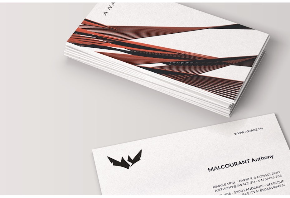 business card printed on uncoated paper