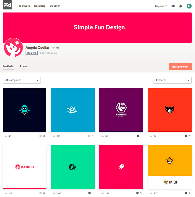 Screenshot of 99designs designer profile