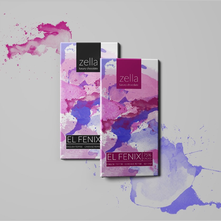 Watercolor chocolate packaging