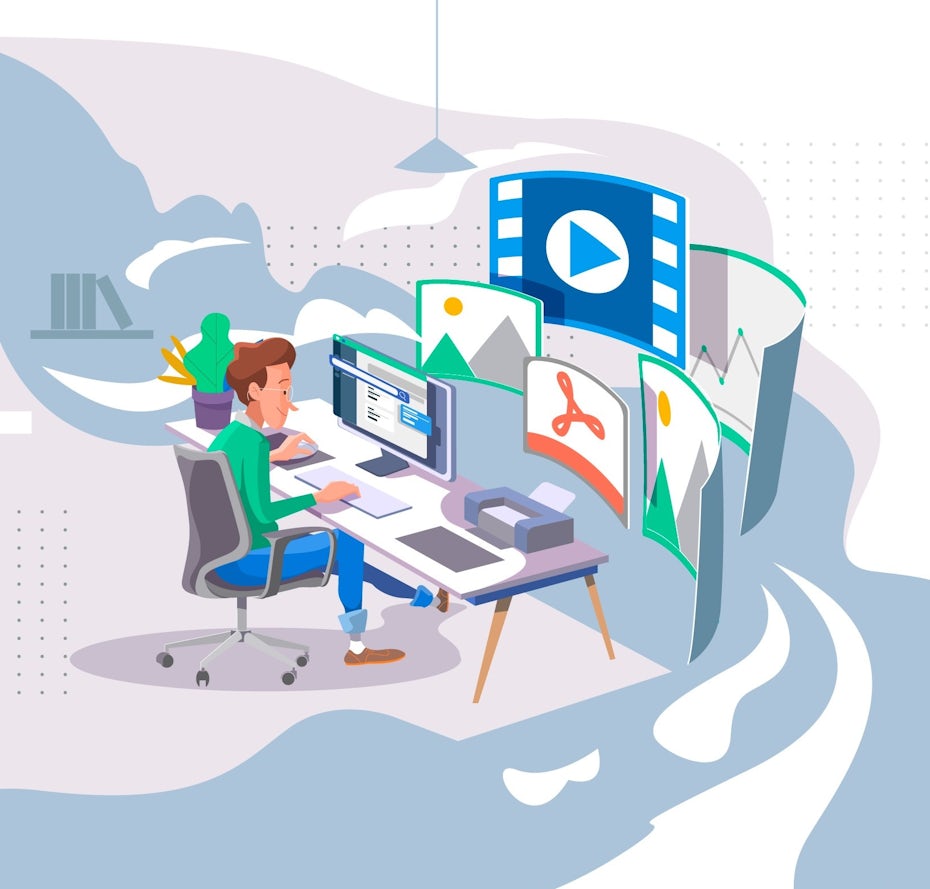 illustration of designer at work