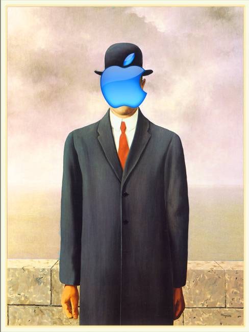 The Son of Man painting with an Apple logo