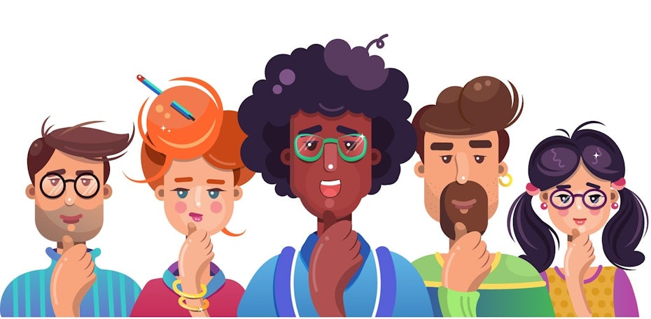 Geek characters flat illustration