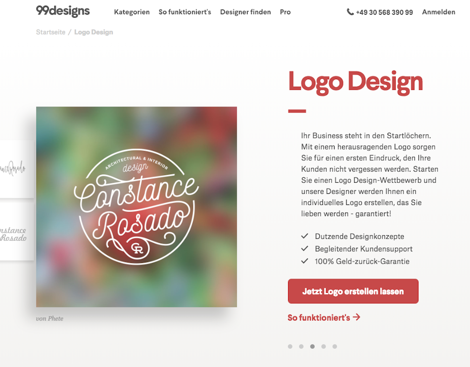 logo design produktseite 99designs