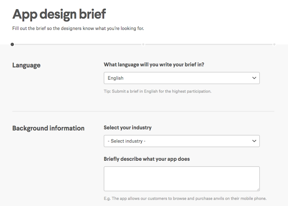 99designs app design brief
