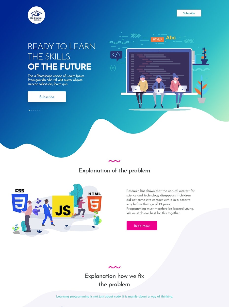 webdesign mit bunten grafiken und illustrationen