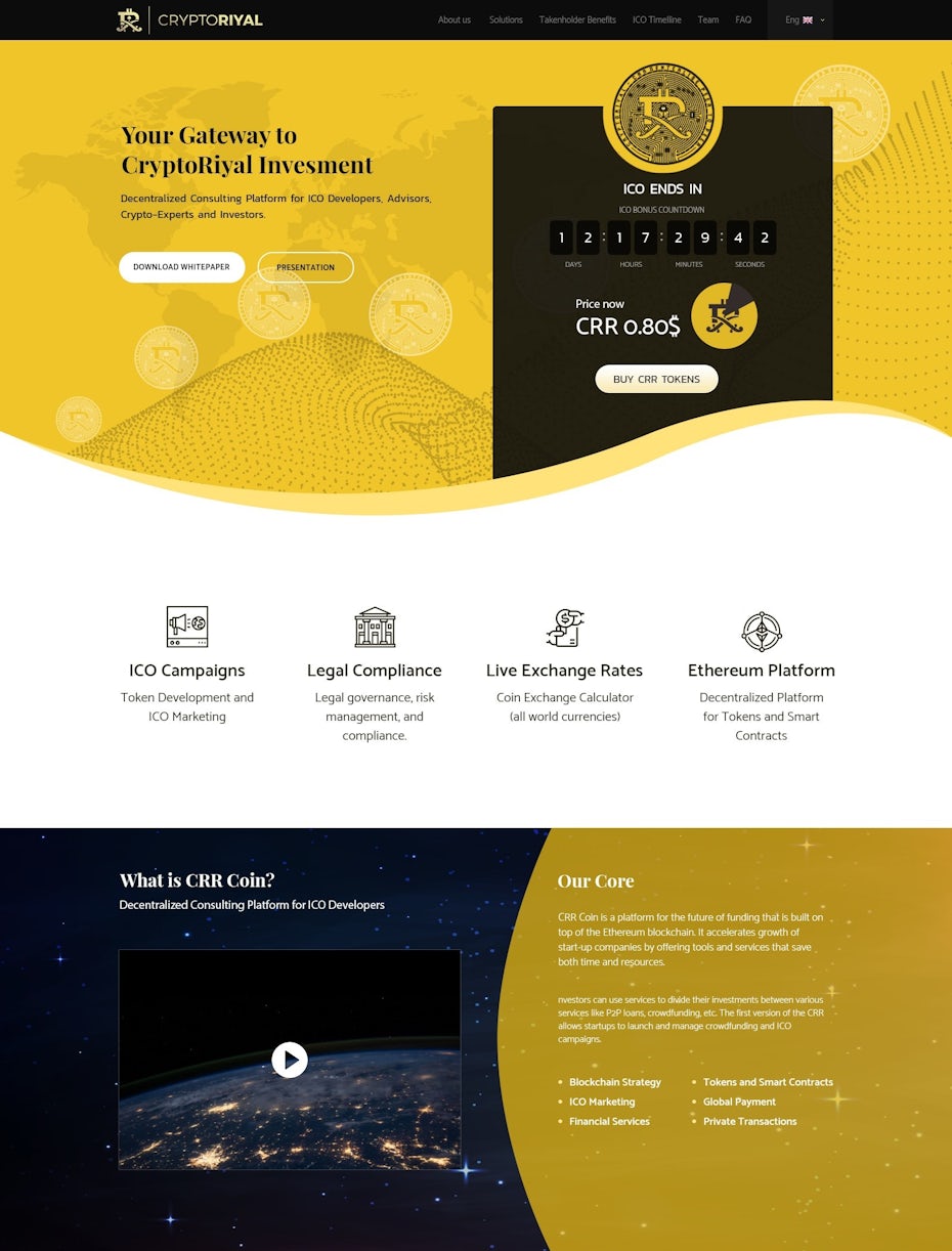 einfaches modernes webdesign in gelb, schwarz, dunkelblau