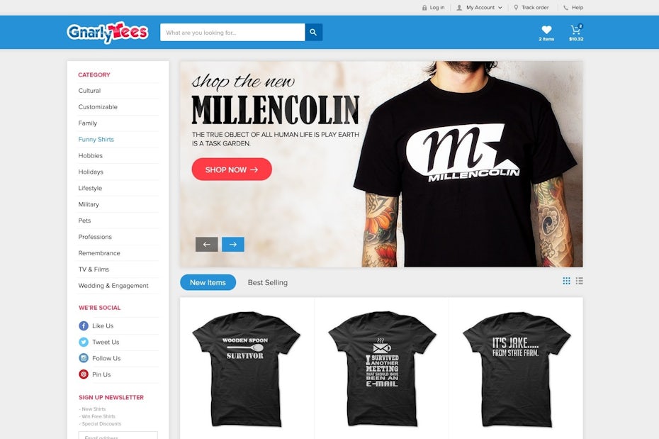 Gnarly Tees网站设计