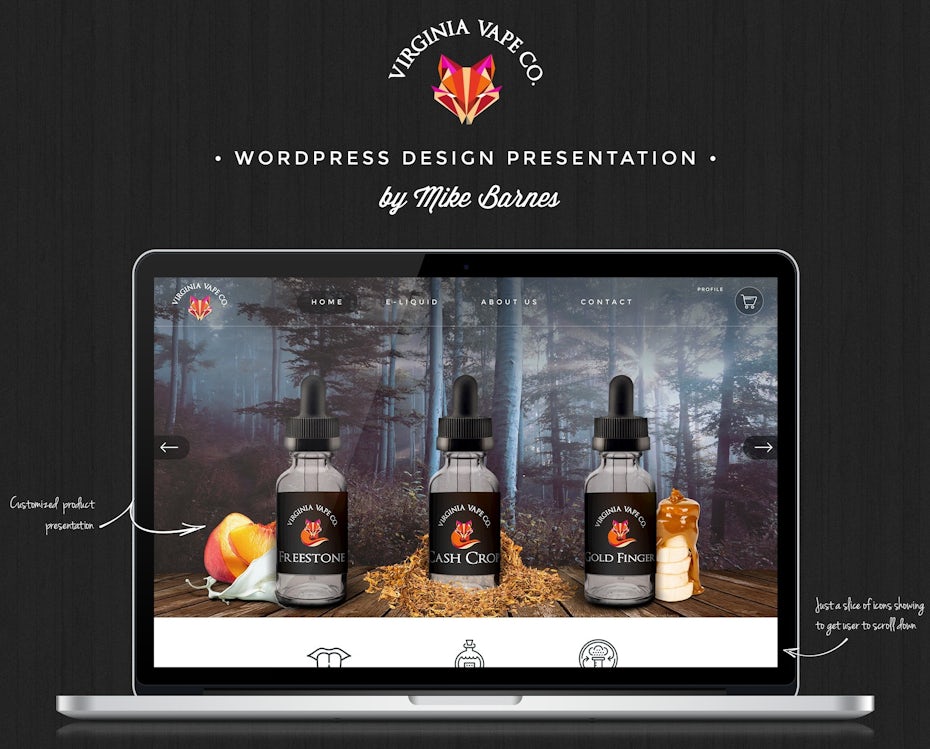 WordPress theme design for Virginia Vape Co.