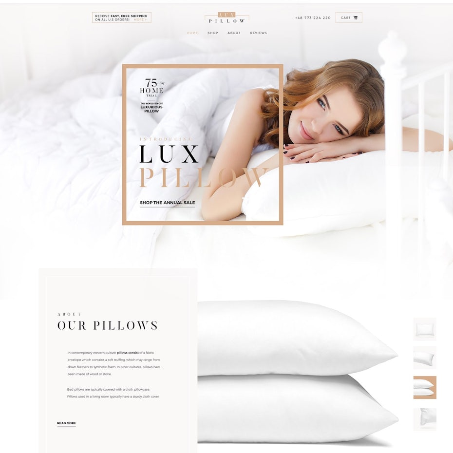 Pillow website design