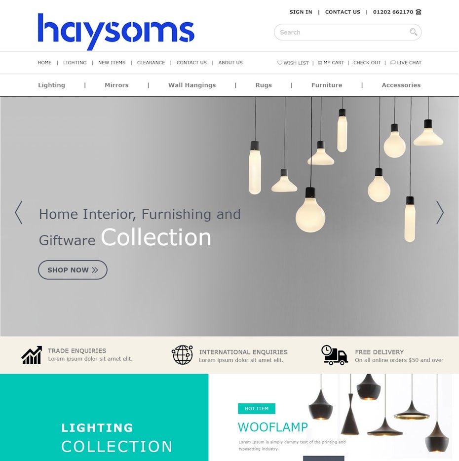 Lighting website design