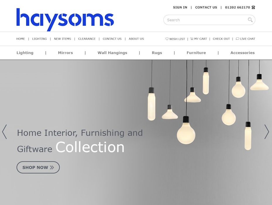 Lighting website design