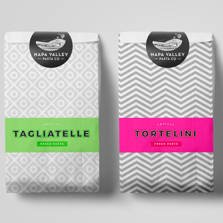Colorful pasta packaging