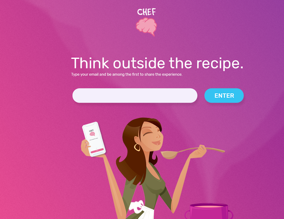Landing page for Chef Brain app