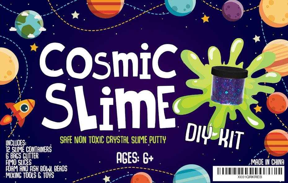 Cosmic slime DIY kit label design