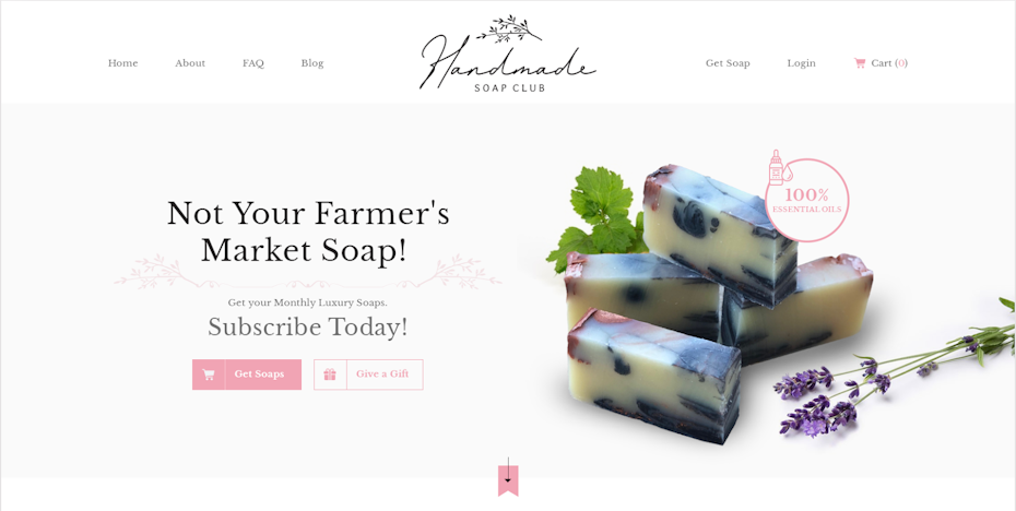 Handmade Soap Club web design