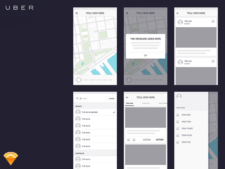 Estructura de alambre de la aplicación Uber