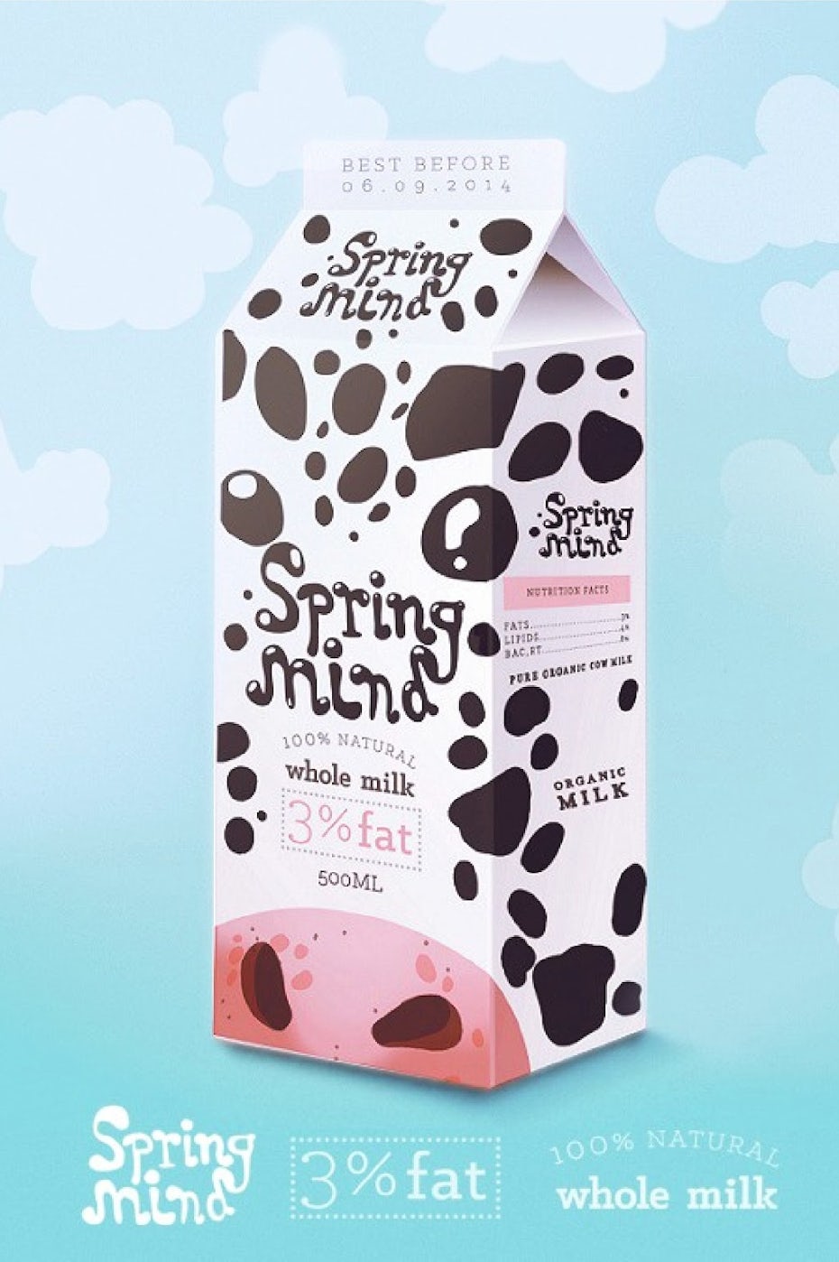 Spring Mind milk packaging