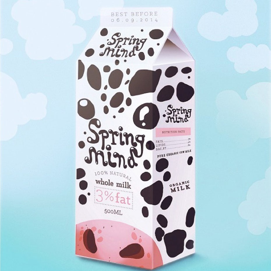 Spring Mind milk packaging