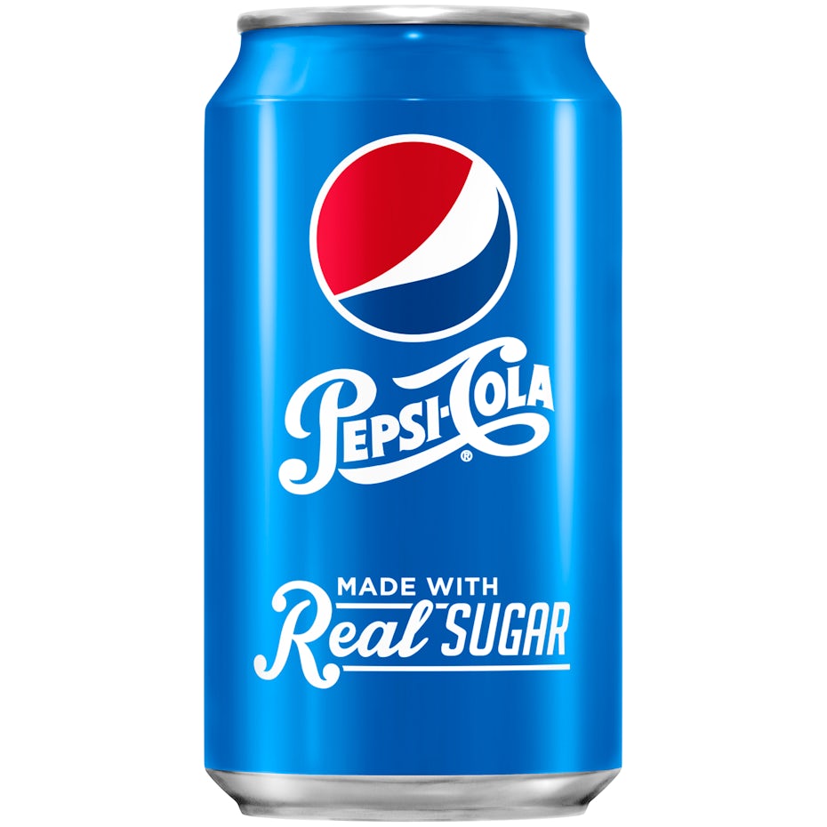 Blue Pepsi can with vintage lettering