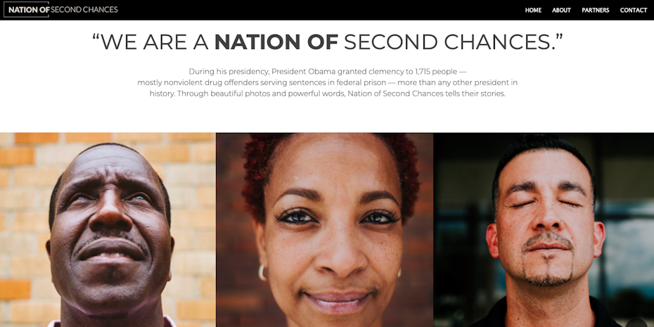 Nation of Second Chances web design