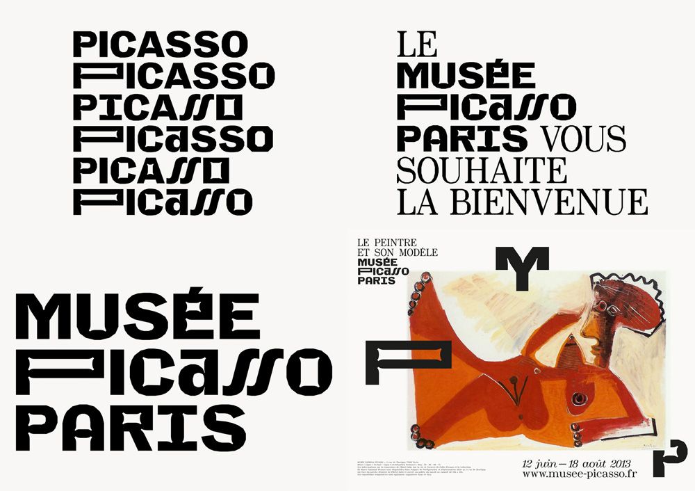 9 tendencias de diseño de logotipos: Opciones de logos para el Musee Picasso de París.