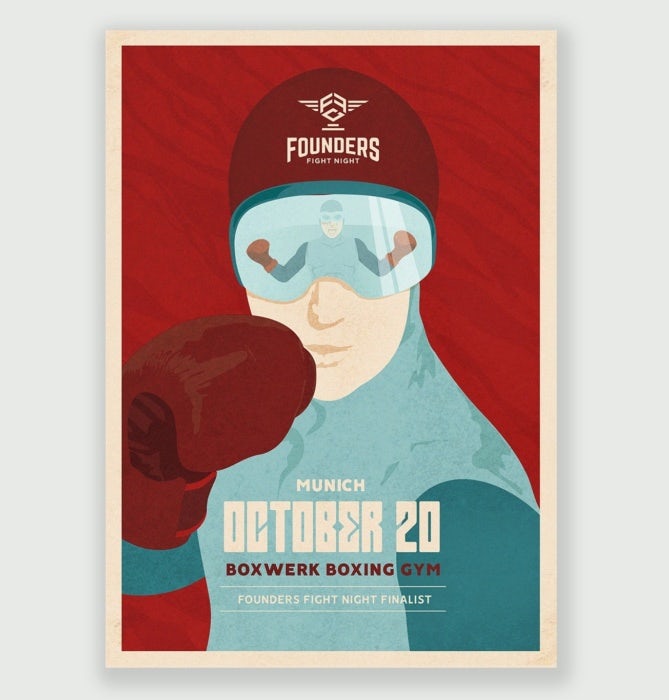 Retro-futuristic boxing poster