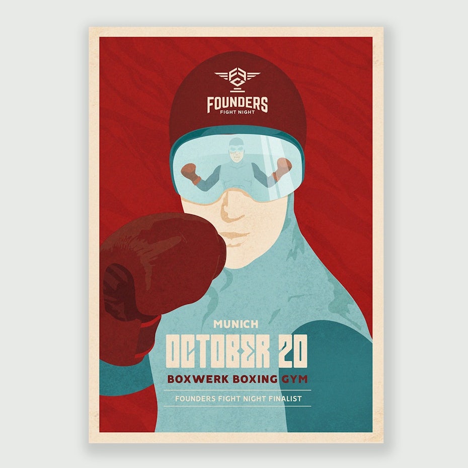 Retro-futuristic boxing poster