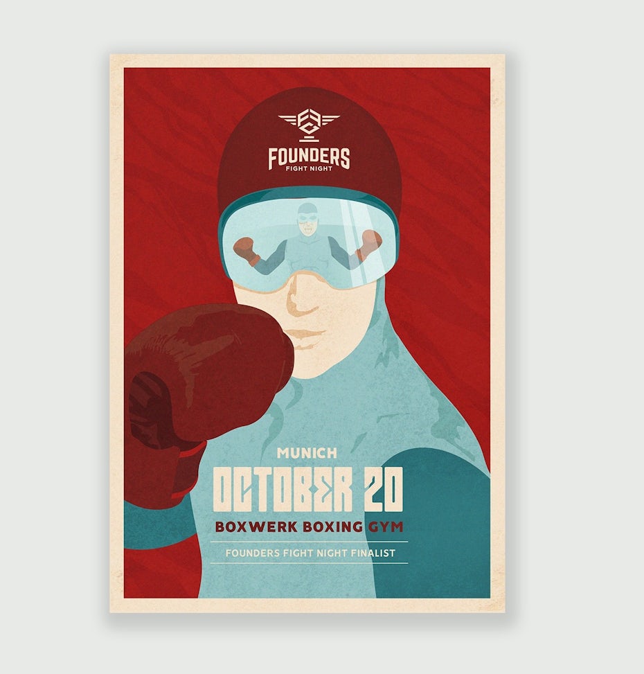 Retro-futuristic boxing poster