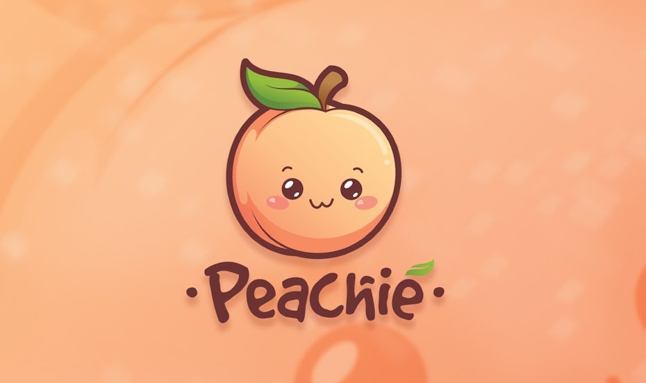 Cute peach with the text “peachie”