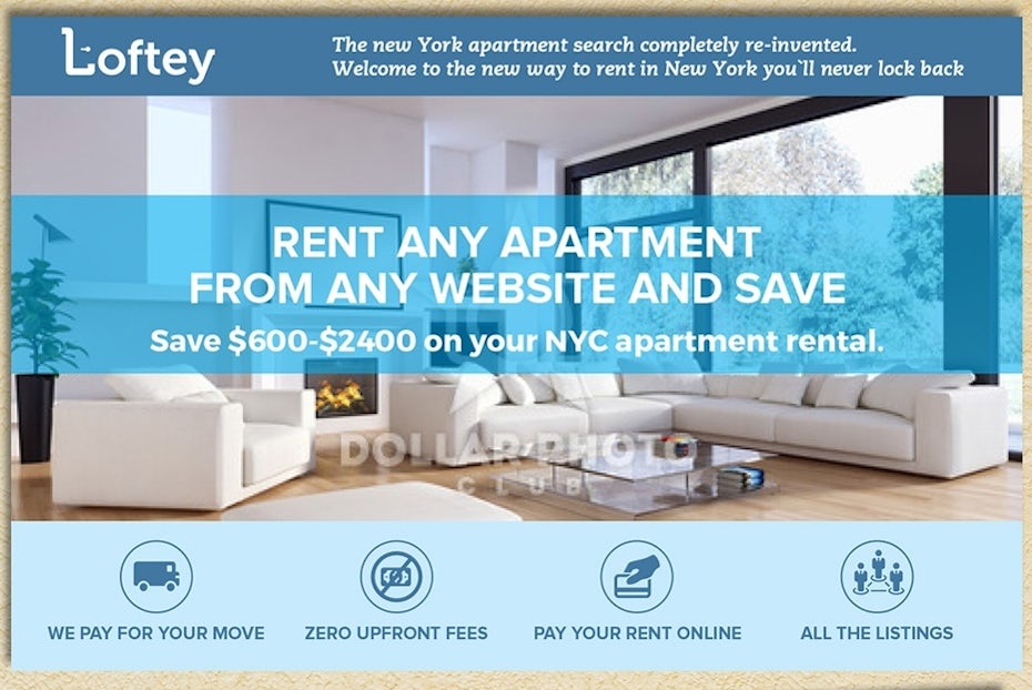 Loftey real estate company postcard