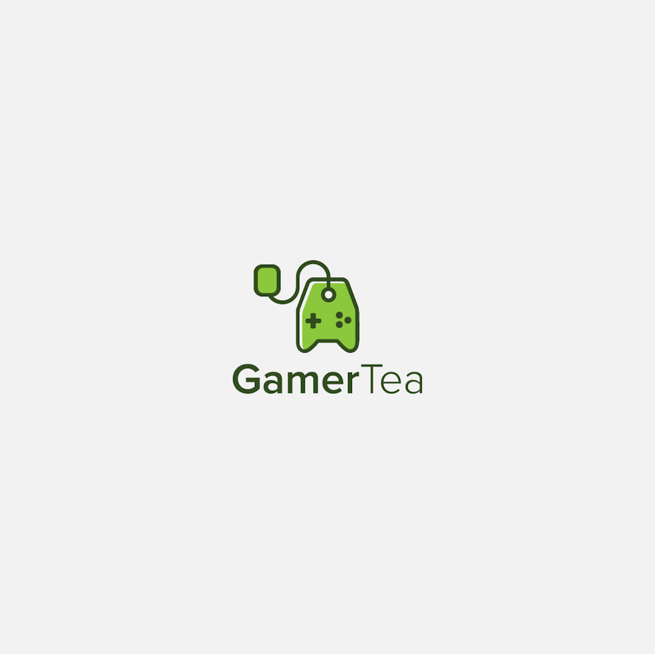 Green video game controller shaped like a teabag