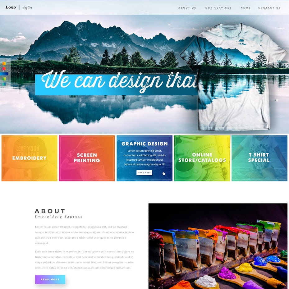 Printing Apparel Company website design